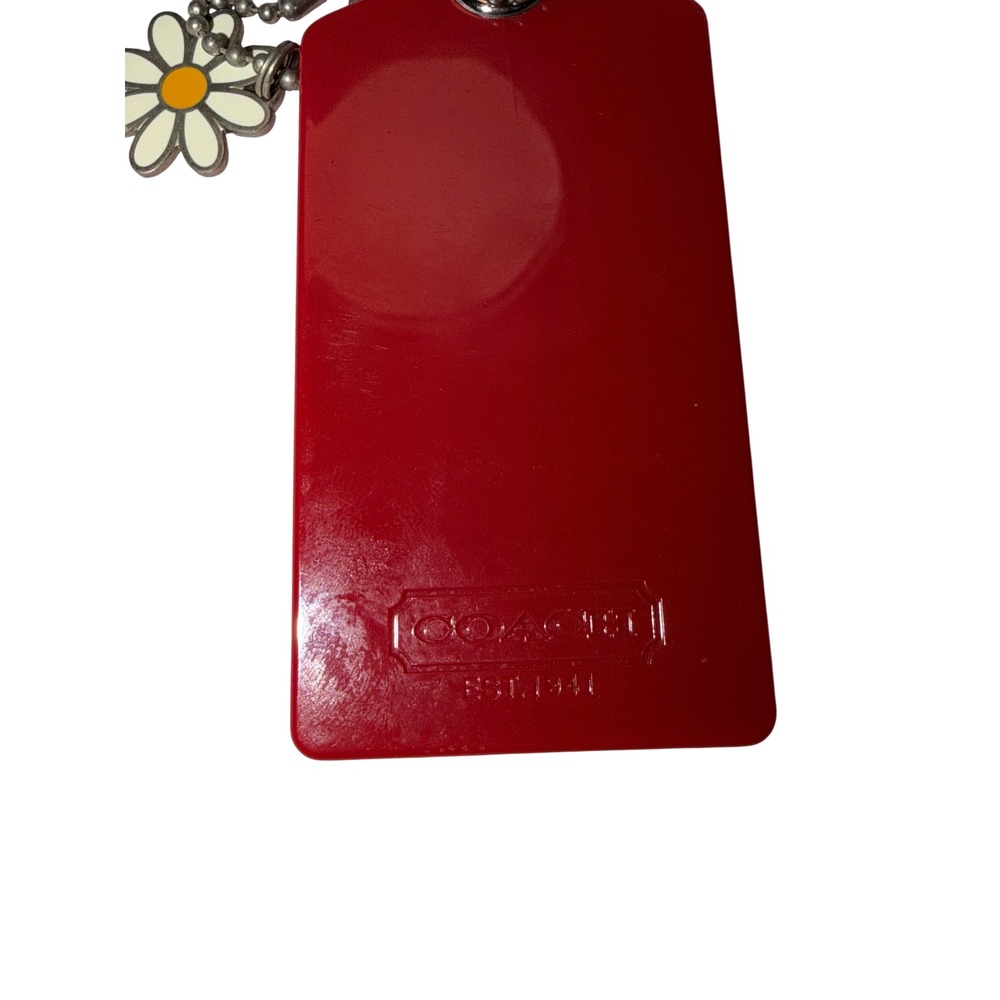 Coach Poppy Red Plastic Hangtag with Enamel Daisy Charm Bag Accessory - Picture 6 of 9